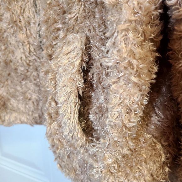 Wild Fable Jacket Teddy Bear Size XL Caramel Bomber Hooded Lined Pockets Zipper - Picture 3 of 12
